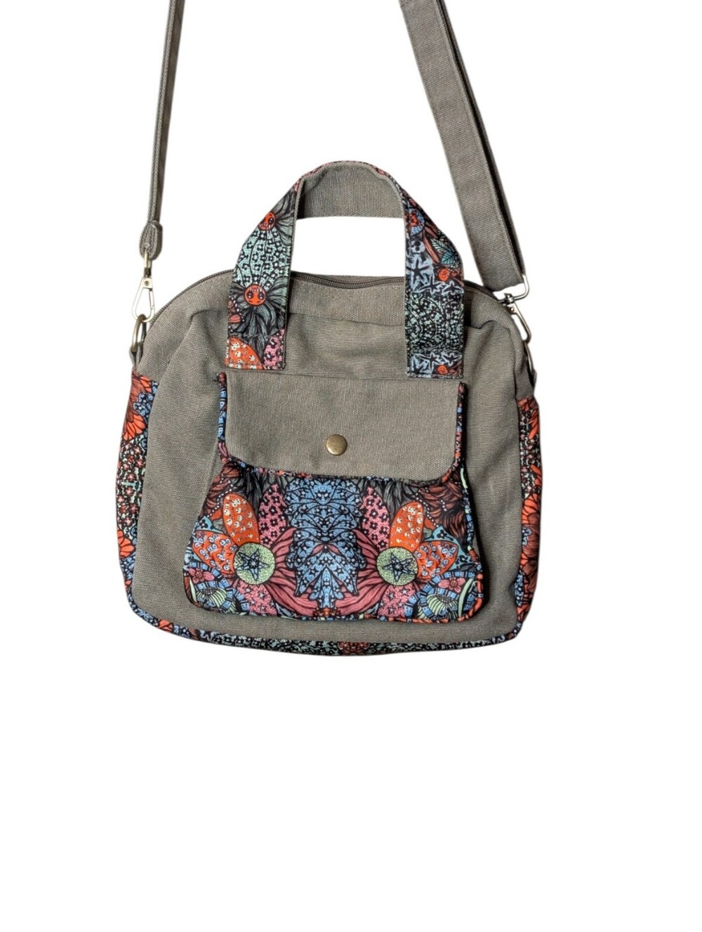 Butterfly Black Premium Canvas Shoulder Bag Floral Boho Crossbody Handbag - Picture 7 of 7